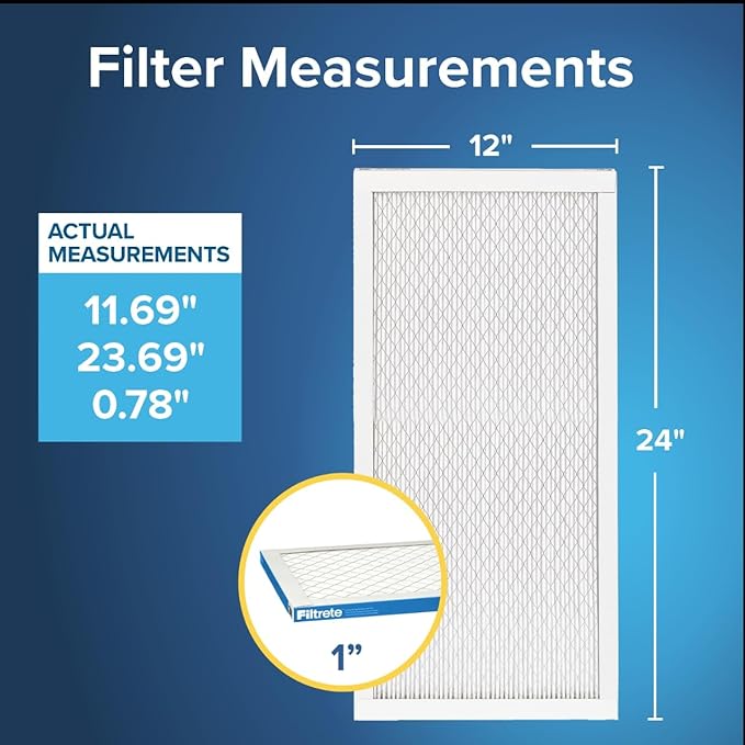 Filtrete 12x24x1 AC Furnace Air Filter, MERV 13, MPR 1900, Premium Allergen