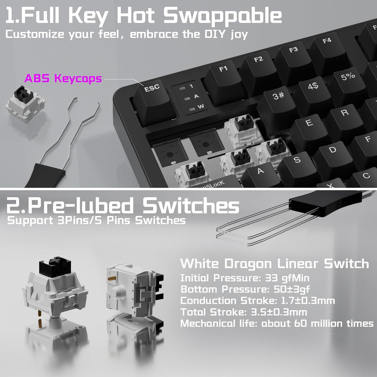 LEOBOG HI98C Pro Wireless Mechanical Gaming Aluminum Keyboard with Num Pad