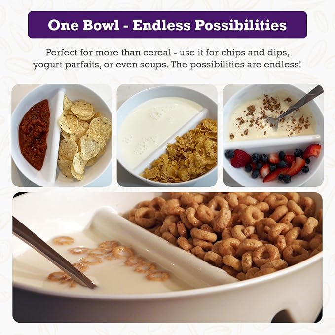 6 Pack - Just Crunch Anti-Soggy Cereal Bowl - Keeps Cereal Fresh & Crunchy |