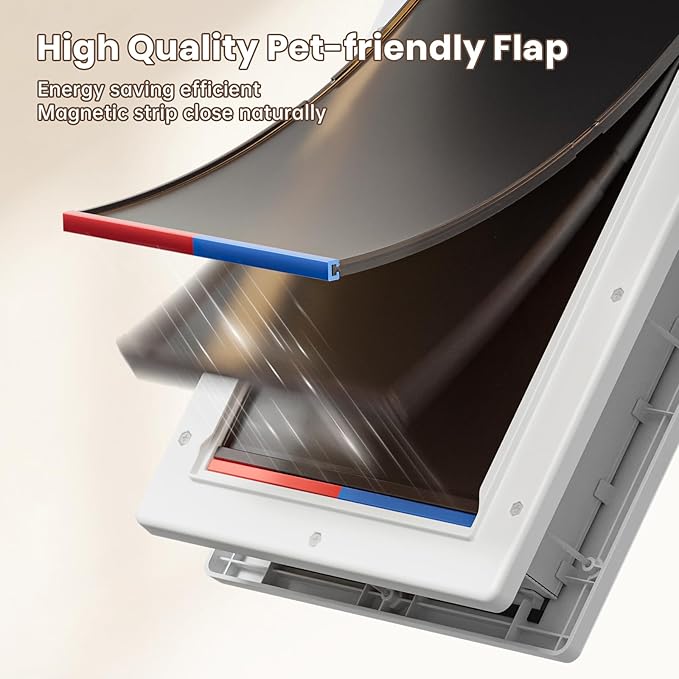 3-Flap Dog Door, Doggy Door, Doggie Door, Cat Door for Install in Interior and Exterior Doors, Insulation Flap, 2 Magnetic Flaps, Closing Panel, Never Rust, for Pets Up to 45lb