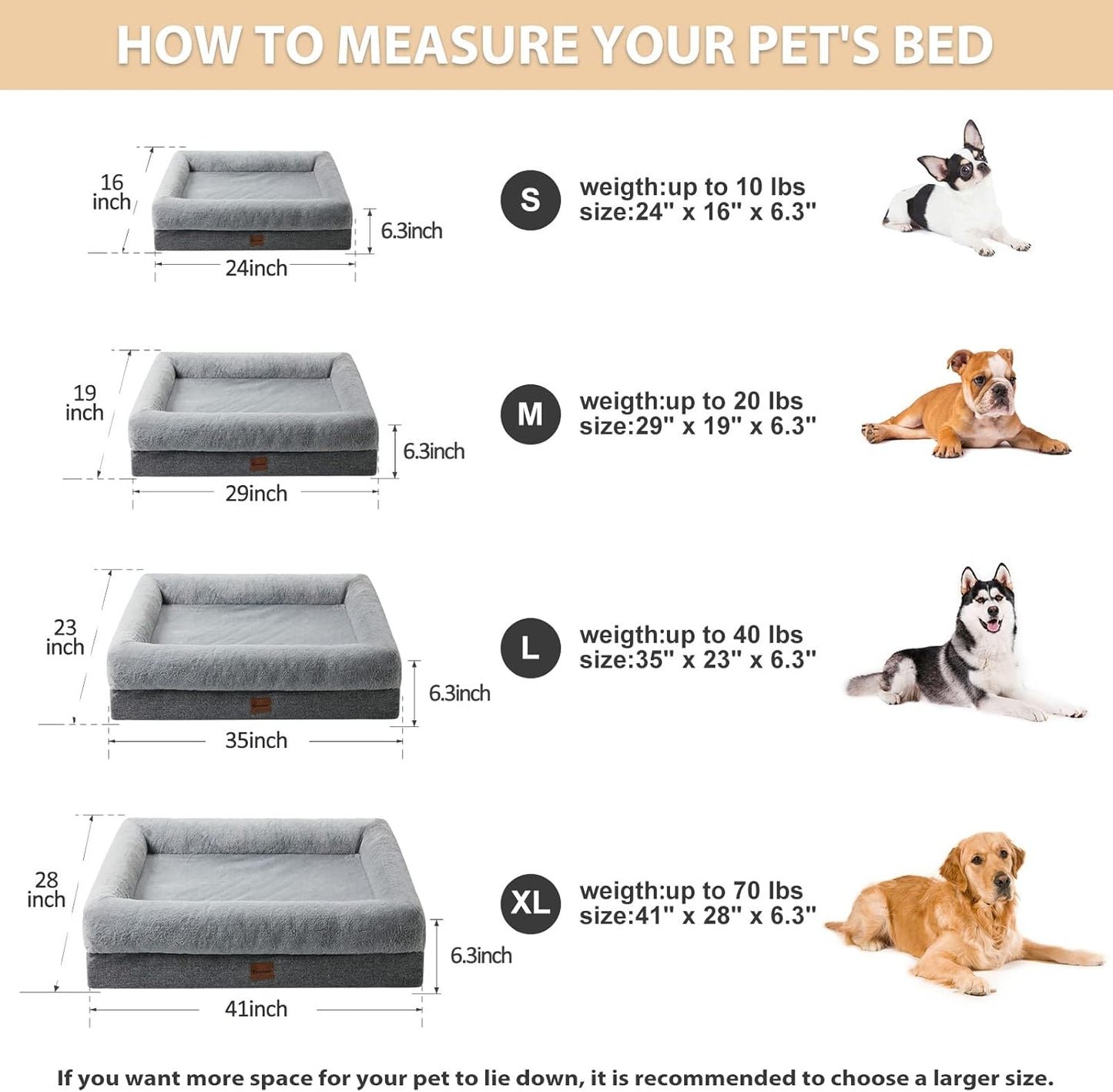 BFPETHOME Dog Beds for Small Dogs, Washable Dog Bed with Sides, Orthopedic Medium Sized Soft Mats with Removable Cover & Waterproof Pet Mat for Pet