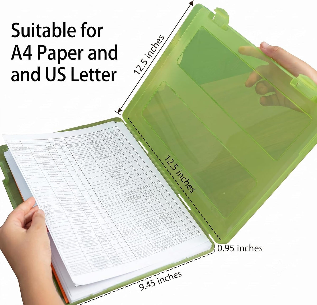 6 Packs A4 Paper Storage Boxes, 8.5 x 11 Plastic Portable Project Case for US letter Size and A4 paper, Plastic Multi-Purpose Thick Scrapbook Storage Box for Office (12.6"L x 9.5"W x 0.94"H)