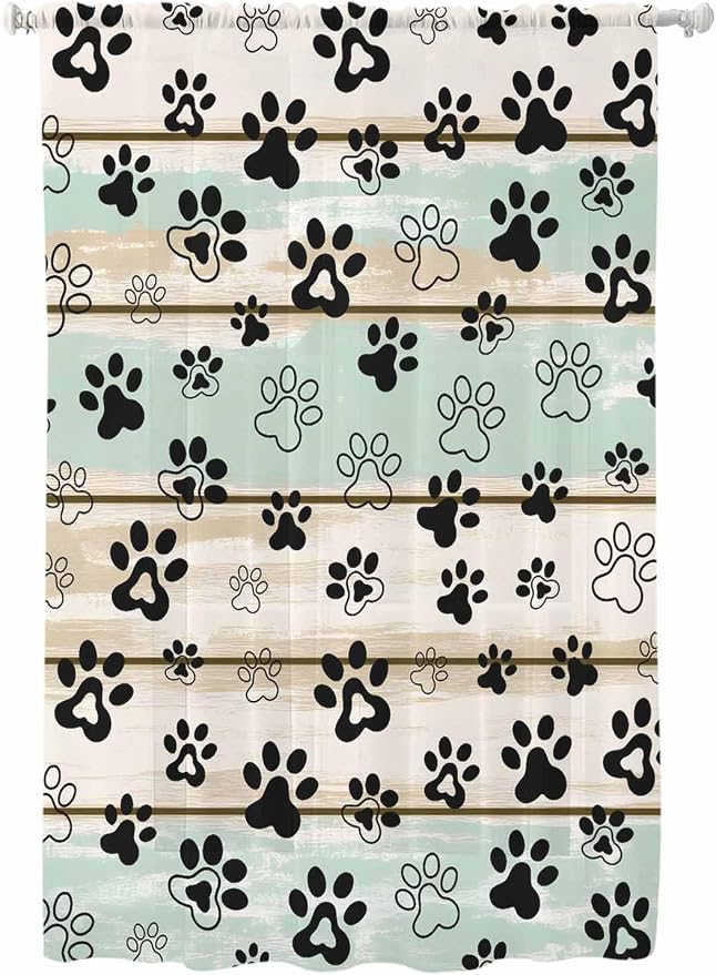 Sheer Curtains 72 Inches Long, Sage Green Beige Farmhouse Semi Sheer Curtains