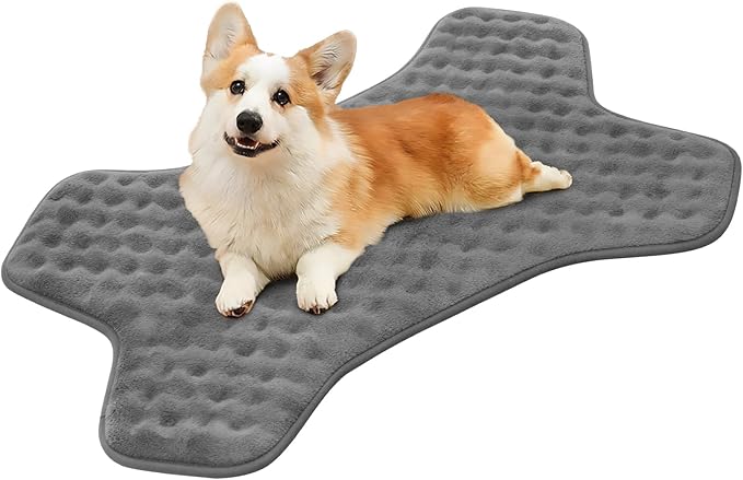 Dog Bed Mat, Soft Foam Dog Crate Pad for Small Medium Dogs, Stylish Bone-Shaped, Anti Slip & Washable Pet Floor Mat Puppy Bed for Crates, Kennel