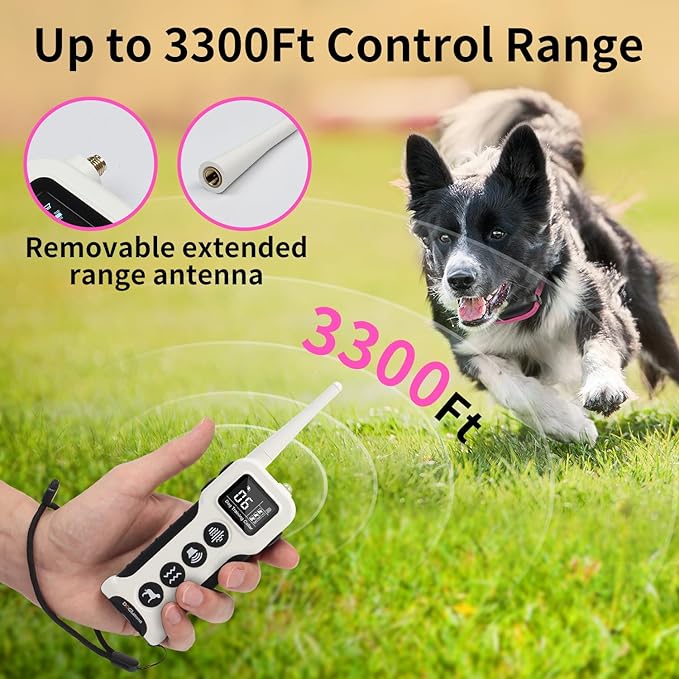 No Shock Dog Training Collar with Remote 3300ft Range, Vibrating Dog Collar, Vibration Collar for Small Medium Large Dogs, 9 Style Tones and Vibration Collar