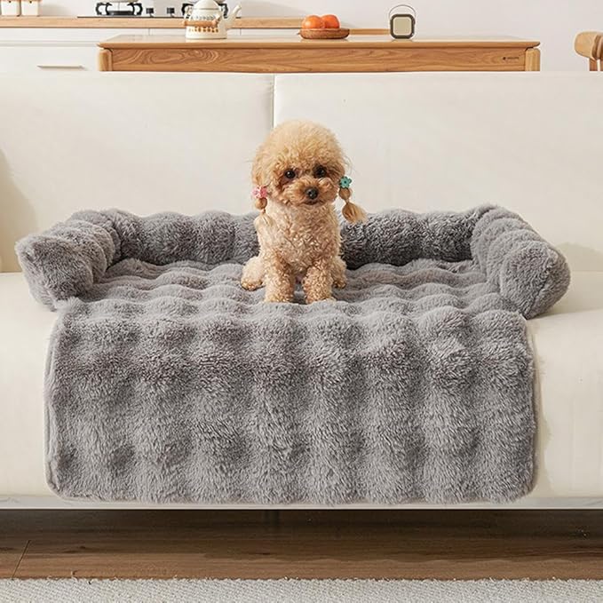 Dream Cloud Pet Sofa Bed for Couch, Fluffy Fuzzy Cozy Washable Couch Cover,Luxurious Cozy Dog CouchBed,Non-Slip Fluffy Plush Dog Sofa Mat for Furniture Protector for Small, Medium Dogs and Cats
