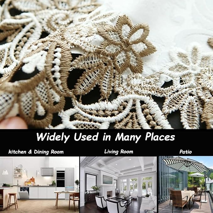 Sandweek Washable Lace Floral Embroidered Rectangle Table Runner Scarf Wedding