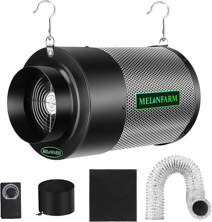 MELONFARM Dual-Fan Air Filter 6 Inch Dual-fan power boosts air circulation