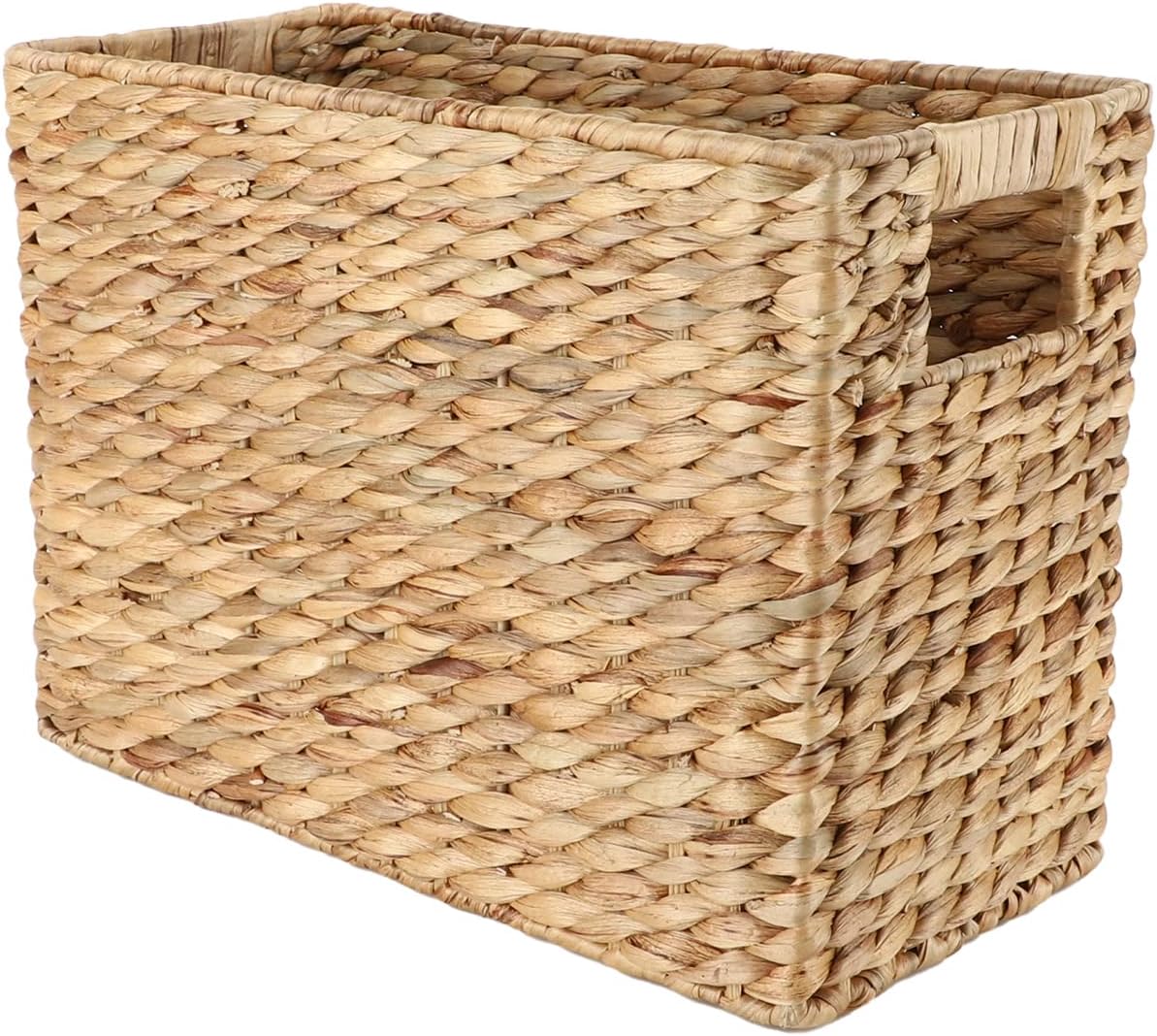YAHUAN Natural Water Hyacinth Storage Basket with Built-in Handles Stair Basket Magazine Basket Large Wicker Baskets for storage Home Organizing Laundry (Water Hyacinth)