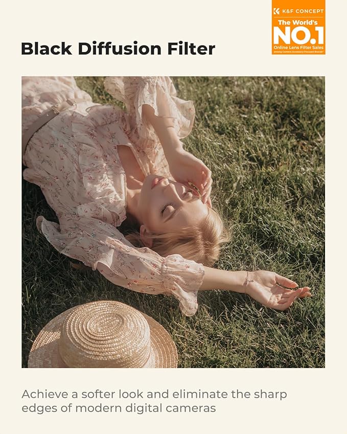 K&F CONCEPT 49mm Black Diffusion 1/4 Filter Mist Cinematic Effect Lens Filter