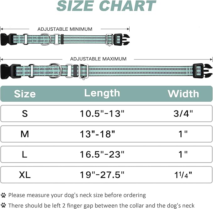 Martingale Dog Collar, Adjustable Nylon Reflective Collar with Quick Release Buckle (Apple Green, Large)