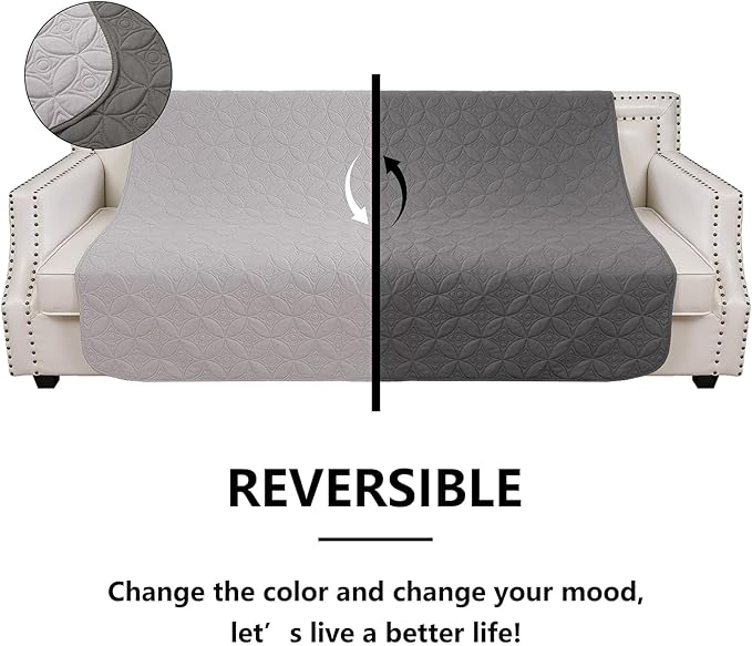 Waterproof Dog Blanket, Small Pet Couch Covers for Sofa, Chair Bed Furniture Protector Washable Reversible(30"x30",Lightgrey+Darkgrey and 30"x30", Burgundy+Red)