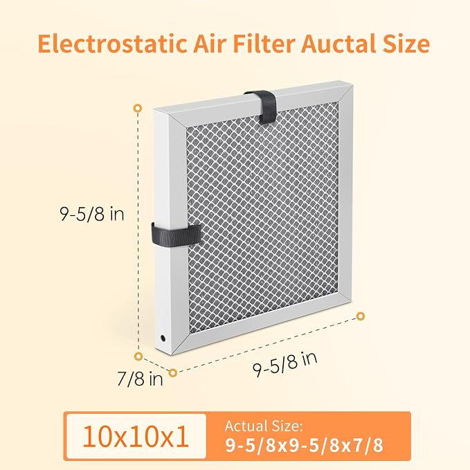 2-Pack 10x10x1 MERV 8 Reusable & Washable Electrostatic Air Filters