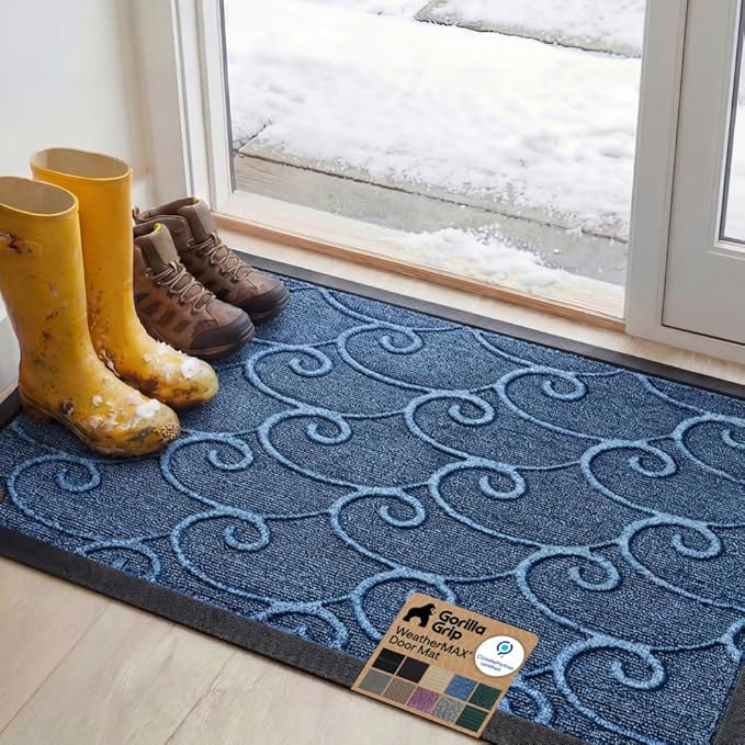 GORILLA GRIP 100% Waterproof All-Season WeatherMAX Doormat, US Designed Natural