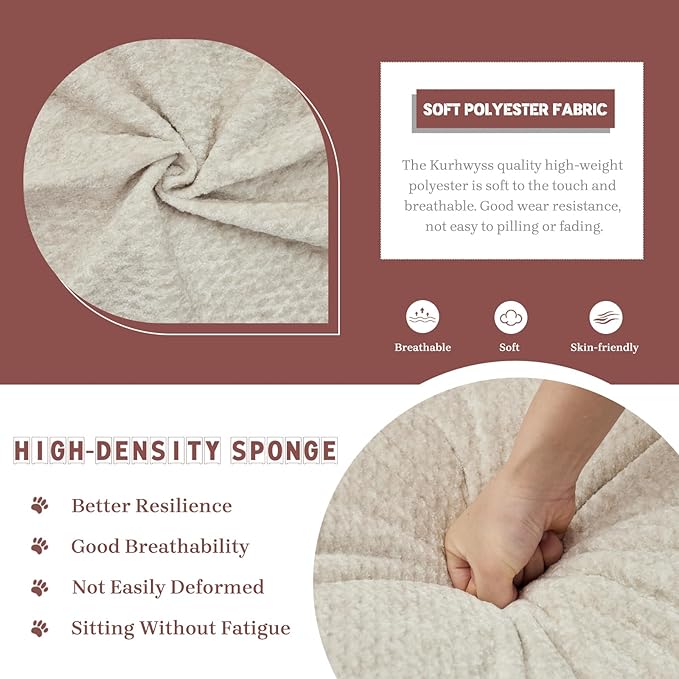 Extra Large Human Dog Bed for Adult & Pets, Convertible Floor Sofa Bed with 5 Adjustable Position, Lazy Couch Giant Bean Bag Lounge Chair Comfy Tatami with 3 Pillows for Bedroom Living Room (Beige)