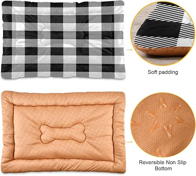 Black White Buffalo Plaid Dog Bed Lumberjack Check Small Pet Bed Mat Non Slip Cat Beds Pad Mats Soft Dogs Bed Pillows Pets Blanket Cushion