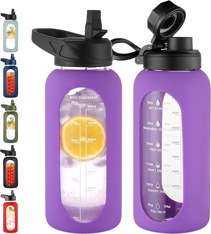 CIVAGO 32 oz Glass Water Bottle