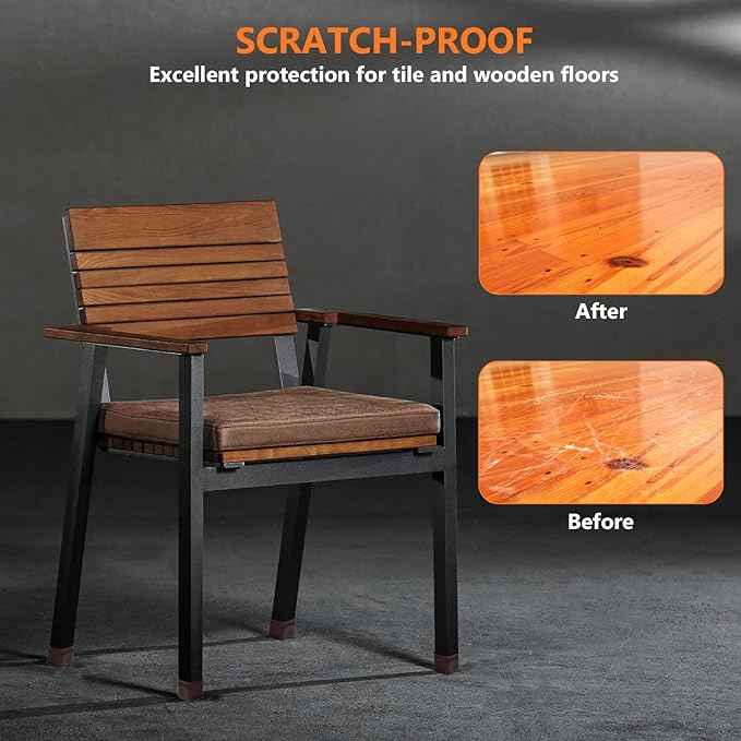 BAIPOK 36Pcs Chair Leg Floor Protectors, Square Silicone Chair Leg Protectors