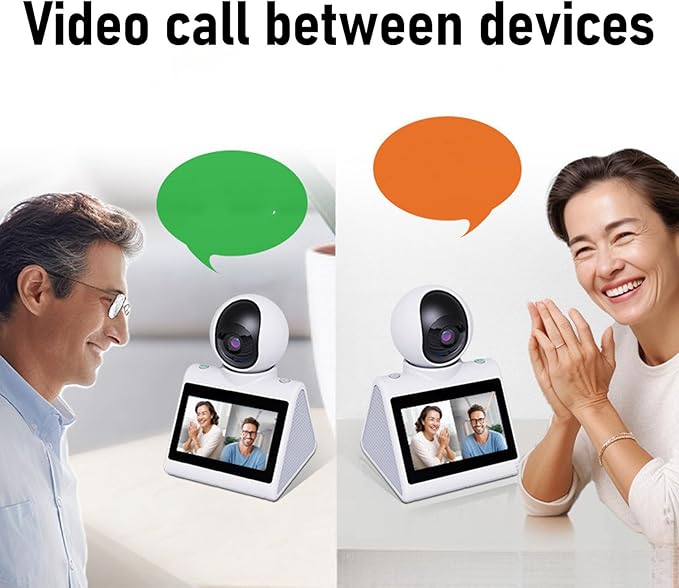 Two Way Video Calling Camera with 4.3 inch HD Screen, 1080P 2MP Indoor Home Nanny Camera, 2 Way Video Calls Pet Camera with Daily Clock