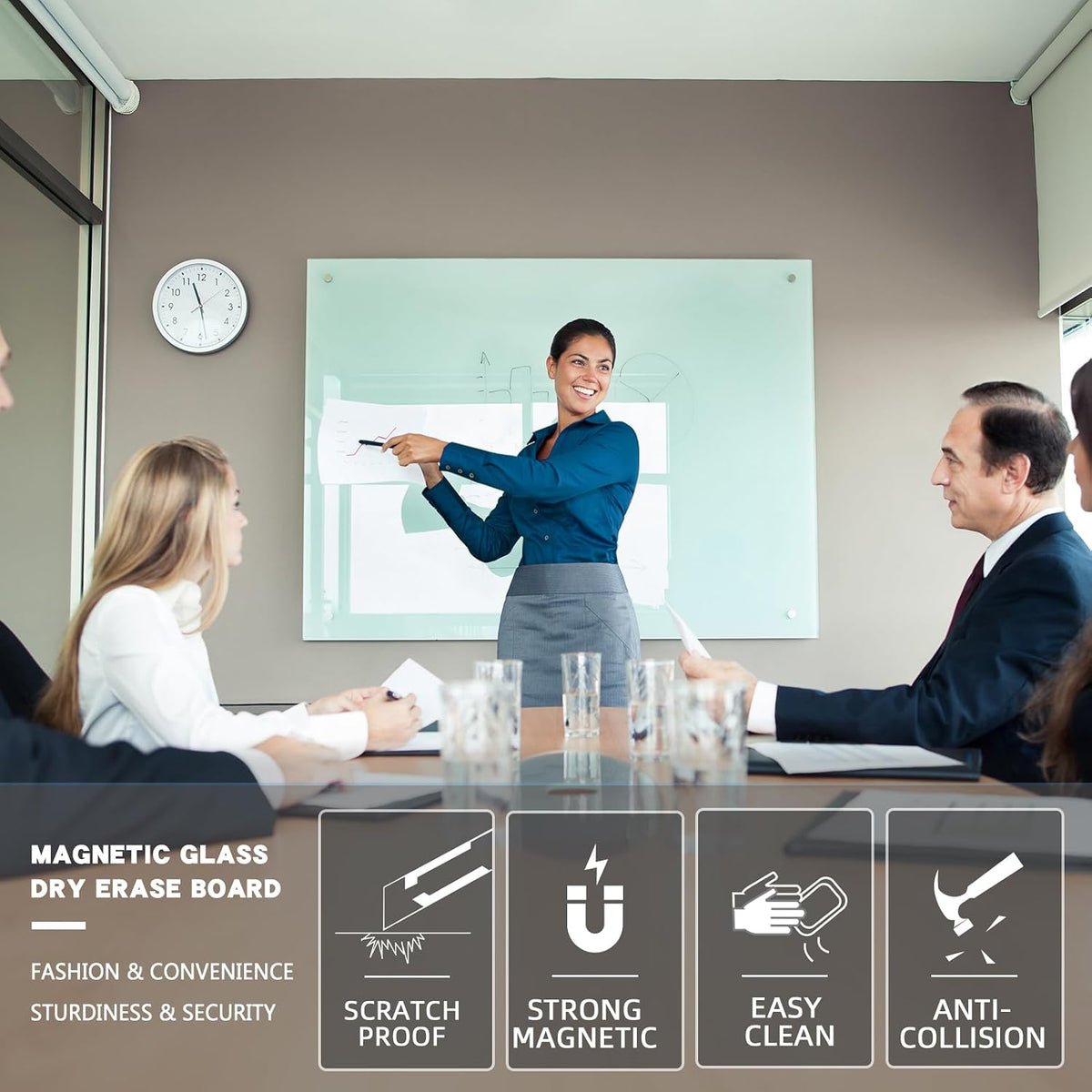 Glass Magnetic Dry Erase Board - 48"x36" Frameless WhiteBoard for Wall