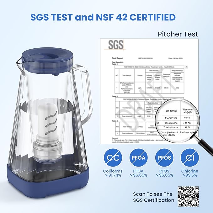 GLACIER FRESH 10 Cup Purela Glass Water Pitcher