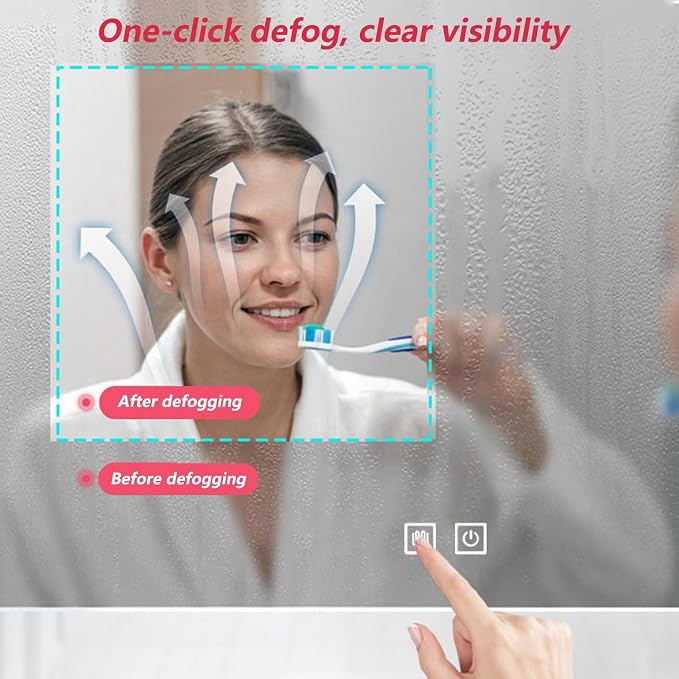Irregular Bathroom Mirror with LED Lights, Wall Mounted Mirror with Touch