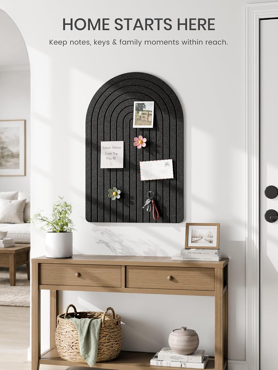 Large Arched Felt Bulletin Board 35.4''×23.6'', Black