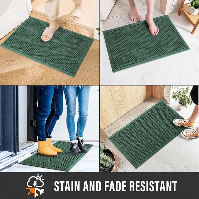 HIYARD Sturdy Front Door Mat, Absorbent Muddy Dirt Resist Welcome Door Mats
