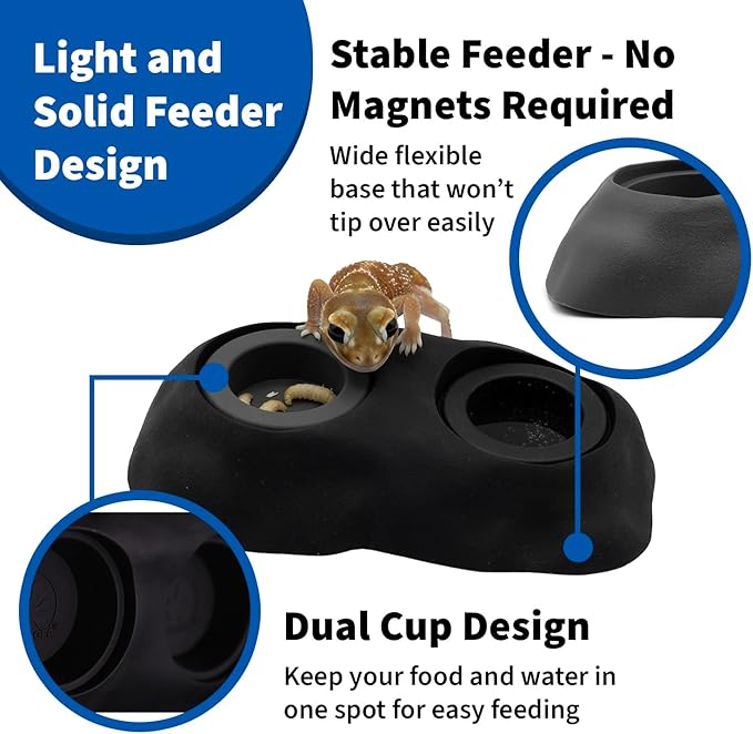 Pangea Ultimate Eco Dish, Crested Gecko Food and Water Bowl for Terrestrial Lizards, Durable Silicone Feeding Accessory for Reptile Terrariums 3.125in x 5.5in (Grey Marble)