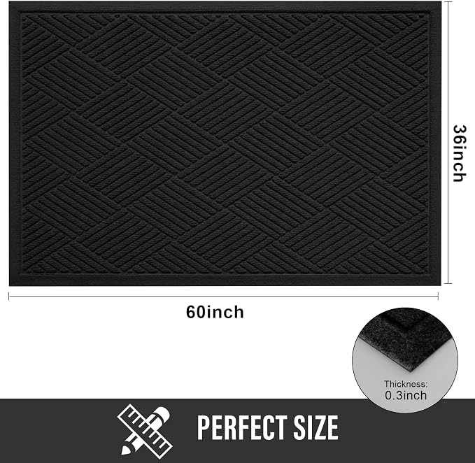 HIYARD Sturdy Front Door Mat, Absorbent Muddy Dirt Resist Welcome Door Mats