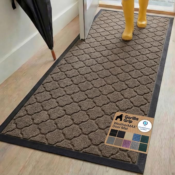 GORILLA GRIP 100% Waterproof All-Season WeatherMAX Doormat, US Designed Natural
