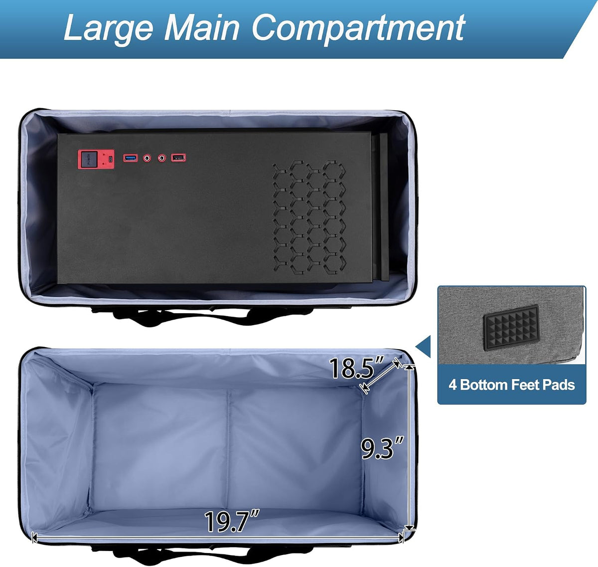 CURMIO PC Carrying Case, Desktop Travel Bag for Full Computer Tower, Gray