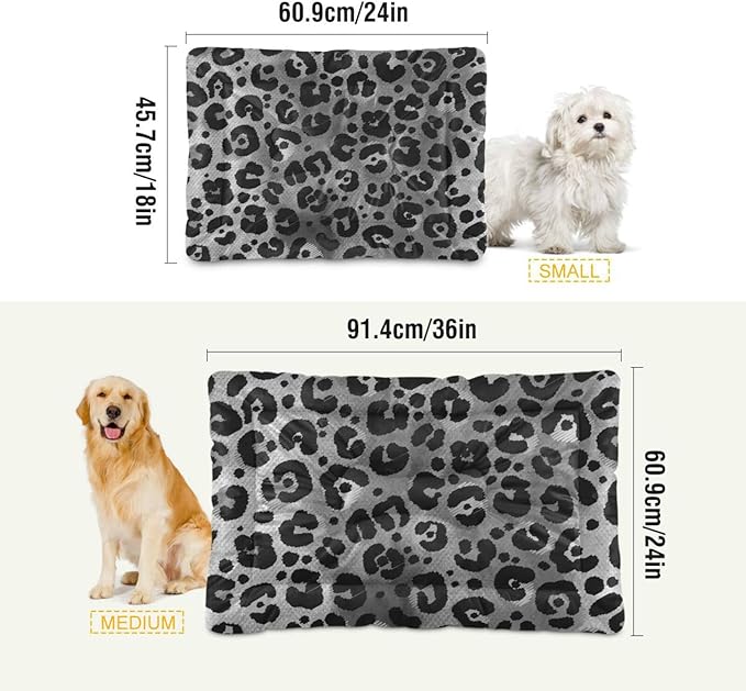 Leopard Print Pet Bed Cute Dog Bed Mat Absorbing Non Slip Pad Pet Sleeping Mat for Small, Medium, and Large Dogs Puppy Cat 24 in x 18 in