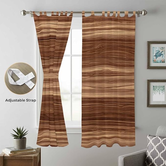 Brown Western Living Room Curtains 84 Inch Length, Window Curtains Tab Top