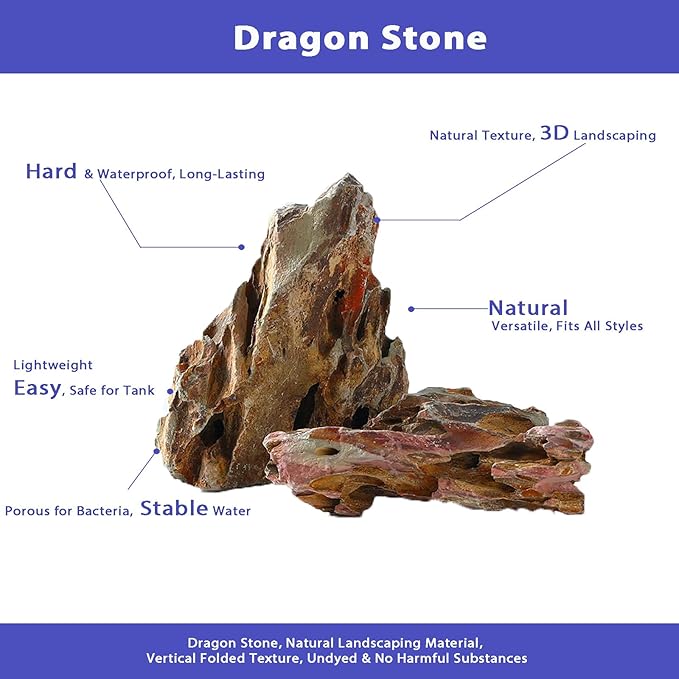 kecilke Aquascaping Rock Dragon Stone Aquarium Rocks 2-8 inches Natural Rocks for Aquariums, Fish Tank Rocks & Tank Decoration-20LB