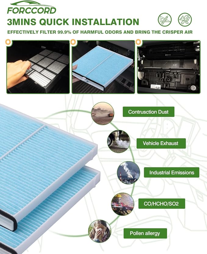 2-Pack HEPA Cabin Air Filter Fits
