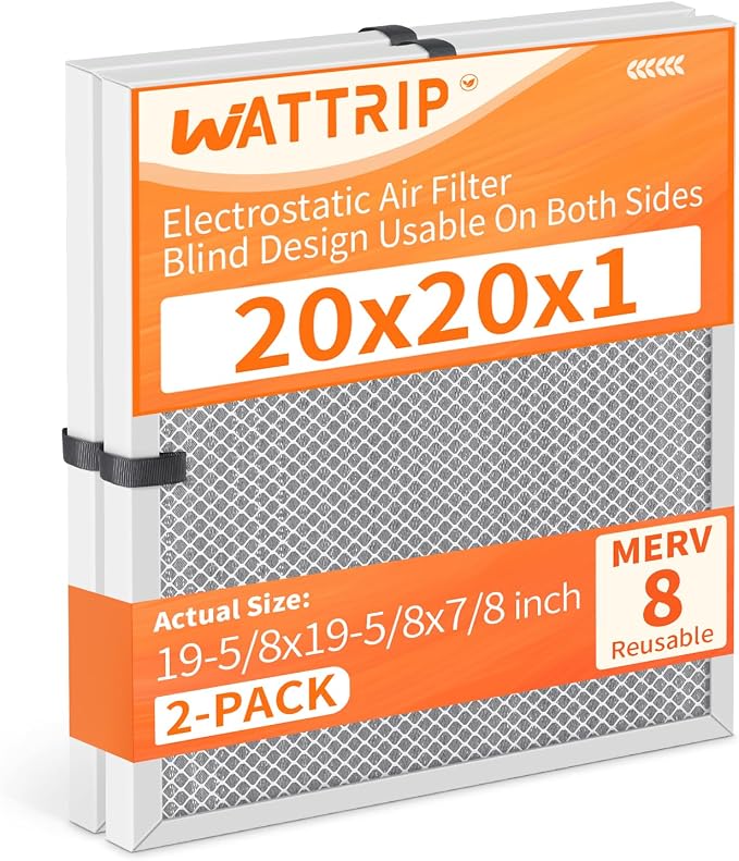 2-Pack 20x20x1 MERV 8 Reusable & Washable Electrostatic Air Filters