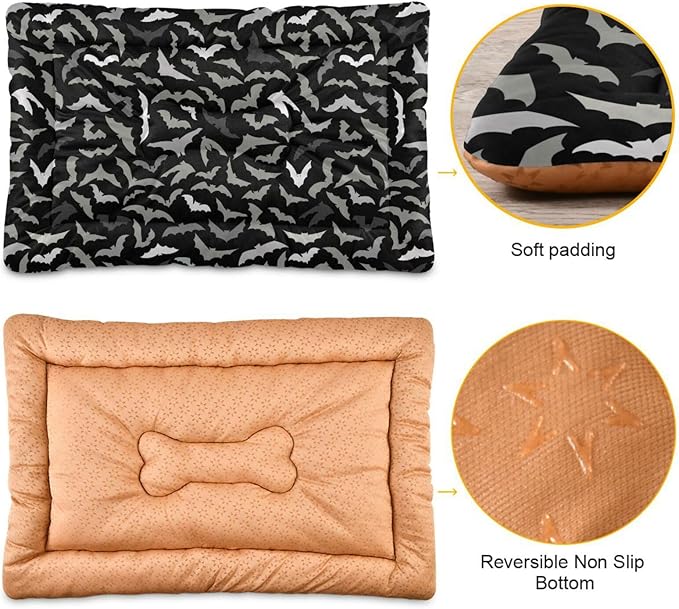 Halloween Bats Pet Bed Cute Dog Bed Mat Absorbing Non Slip Pad Pet Sleeping Mat for Small, Medium, and Large Dogs Puppy Cat 24 in x 18 in