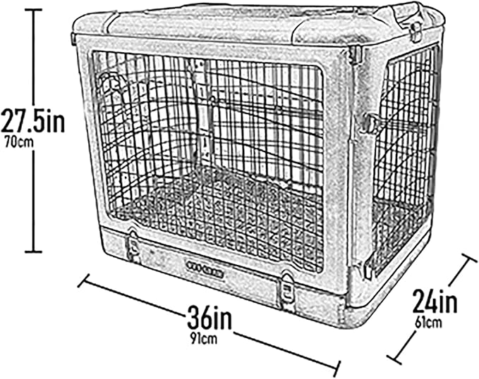 Pet Gear “The Other Door” 4 Door Steel Crate for Dogs/Cats with Garage-Style Door, Includes Plush Bed + Travel Bag, No Tools Required, Sand Dune, 36 Inch