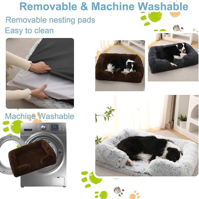 Dog Beds Large Sized dog Orthopedic, Sofa Dog Bed with Waterproof Lining and Nonskid Bottom, Rectangle Washable Dog Bed for Medium Small Dogs and Cats Comfortable ( Color : Brown1 , Size : 51 x 35" )