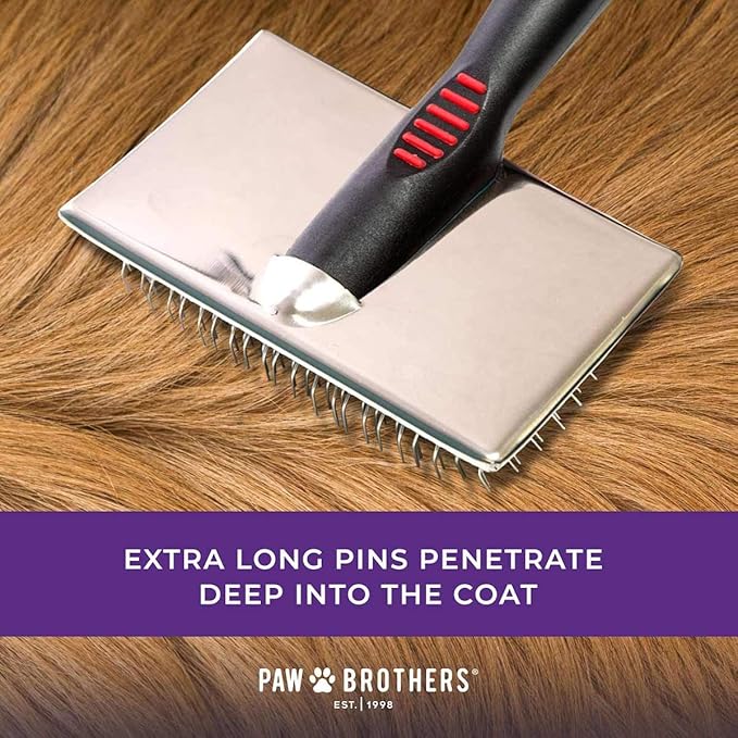 Ryan's Pet Supplies Paw Brothers Flat Slicker Brush for Dogs, Dog Brush for Long Haired Dogs, Professional Grade, Coated Tips, Gentle on Skin, Maximum Coverage, Extra Large