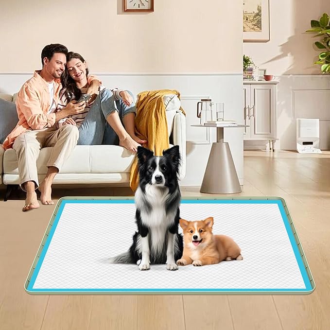 Pee Pad Holder for Dogs, 34" x 22" Silicone Pee Tray Mat Leak-Proof, High Edge, No Spill Pet Pad Holder for Puppy, Cat, Rabbit, Training Pads for Floor Protection, No Pee Pads (Green)