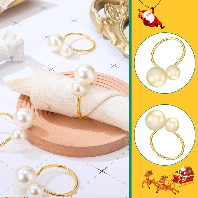 Sliner 24 Pcs Pearl Napkin Rings