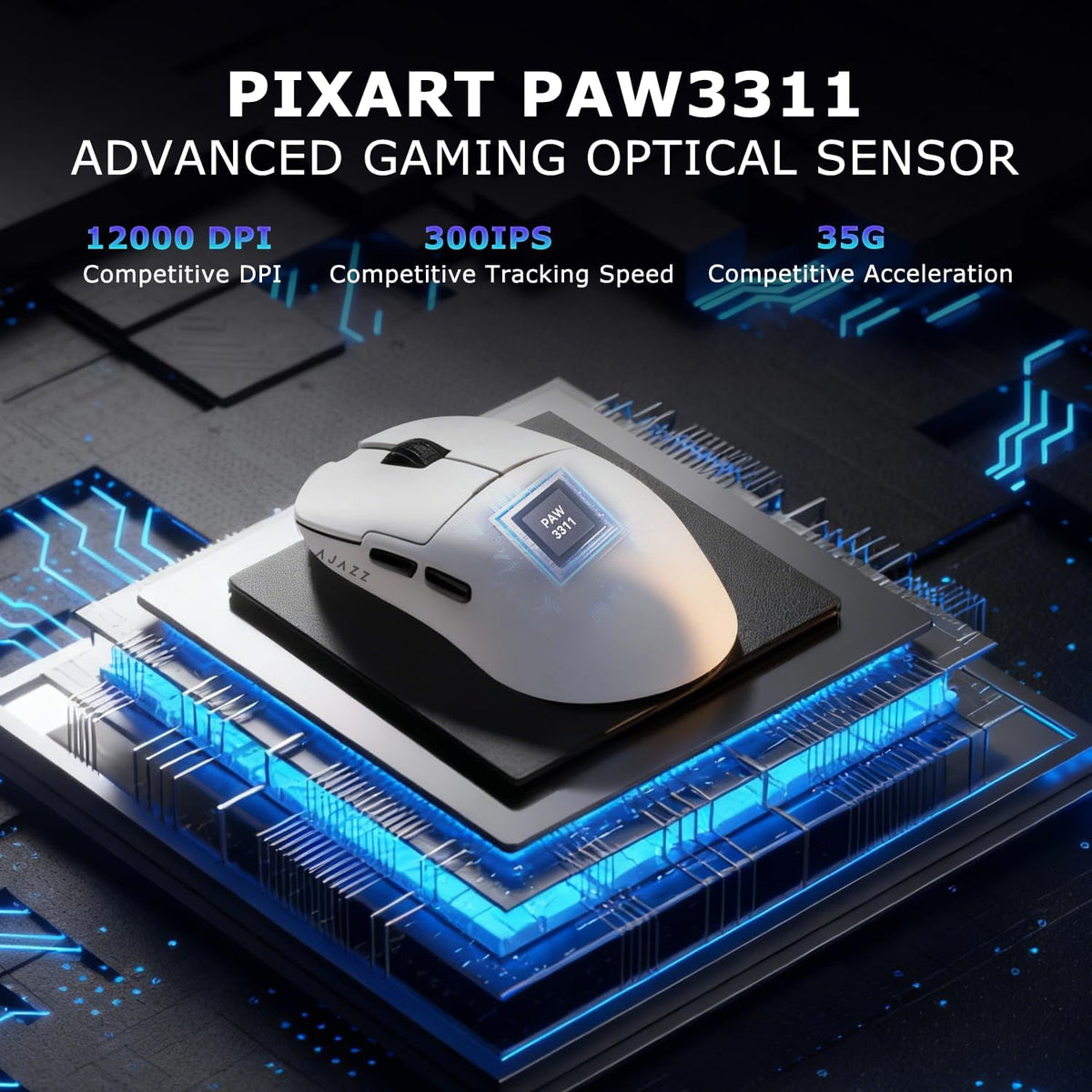 AJ159P MC Wireless Gaming Mouse, 12000 DPI, Tri-Mode 2.4G/Bluetooth/Wired, Magnetic RGB Charging Dock, 56g Ultra-Light, Programmable 6 Buttons - Perfect for Gaming, Work & Travel (White)