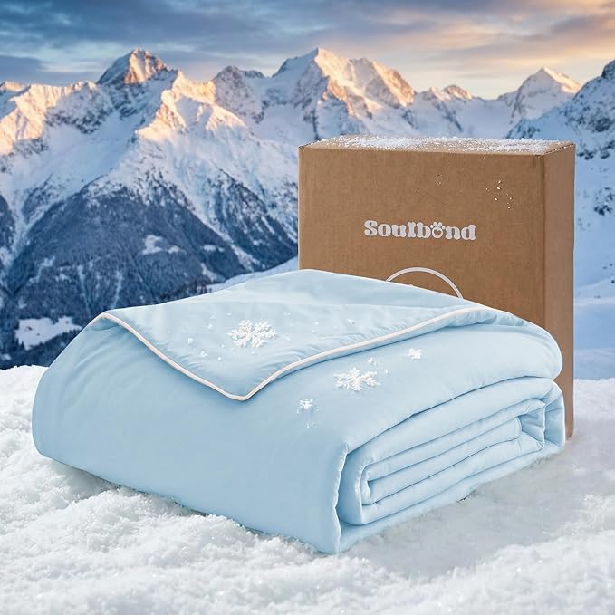 Soulbond Cooling Blanket for Large Dogs - Q-MAX>0.45, Washable Cool Pet Cats Throw Blanket for Hot Weather, Self-Cooling Soft Dog Mat for Bed Crates Couch Sofa Cars(40"x50", Light Blue)