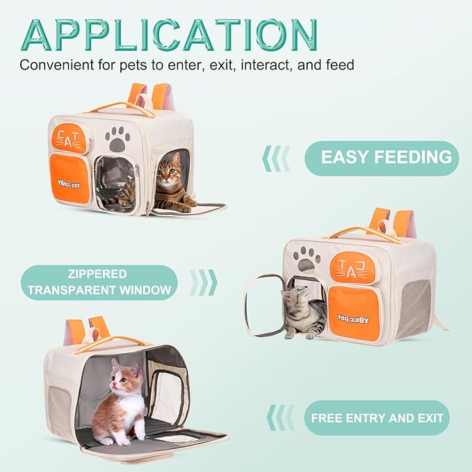 Cat Backpack Carrier, Breathable Dog Carrier Pet Supplies for Cats or Small Dogs Puppies, Intended for Hiking/Camping/Traveling (Gray, 16"x10"x12")