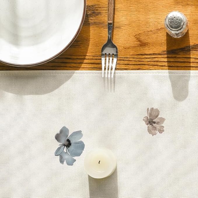 Artoid Mode Brown Poppy Floral Leaves Spring Table Runner, Seasonal Summer