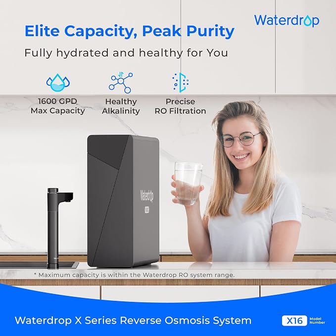 Waterdrop X16-Alkaline Tankless Reverse Osmosis System, NSF/ANSI 42&58&372