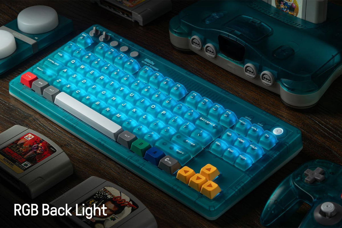 8Bitdo 87 Keys Retro Mechanical Keyboard for PC and Android - Clear Blue