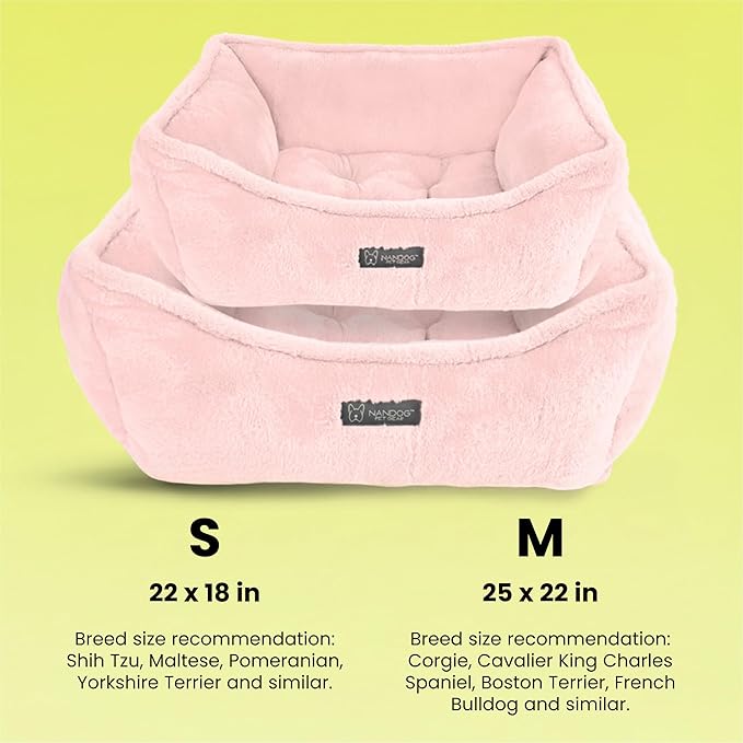 NANDOG Cloud Prive Collection Washable Cat and Dog Bed for Small to Medium Breeds – Made of Ultra Soft Micro Plush Fabric – Reversible Design with Double-Stitched Seams (Blush Pink, Medium 25”)